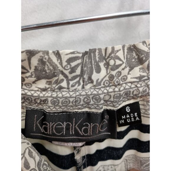 Vintage Karen Kane Womens Wide Leg Pants Size 6 Orange Black Elephant Print BOHO - Picture 7 of 8